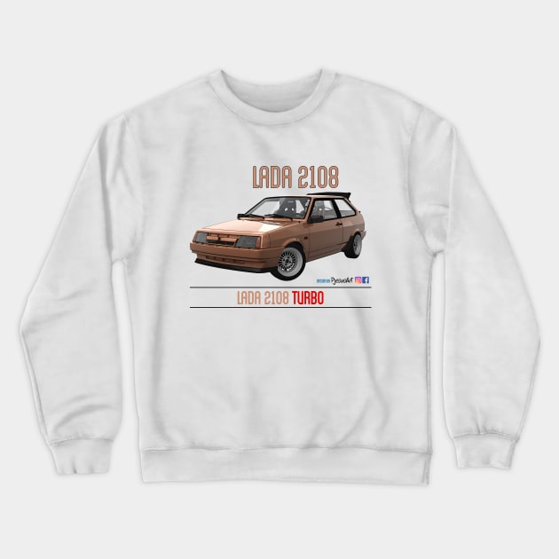 Lada 2108 Turbo Golden Ochre Crewneck Sweatshirt by PjesusArt